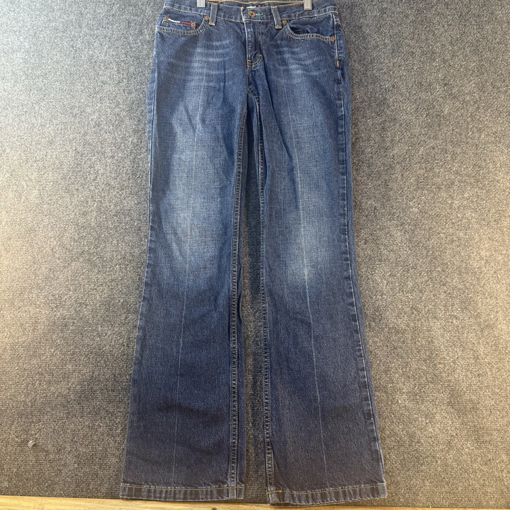 Tommy Jeans Womens Size 5 Wide Leg Flare Jeans Blue Low Rise‎ Y2K 28x29